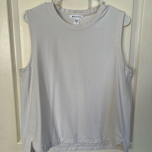 Athleta Sleeveless Tank Top White/Beige Size Large Cotton Blend